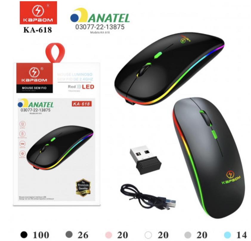 NOVO MOUSE CARREGÁVEL SEM FIO KAPBOM